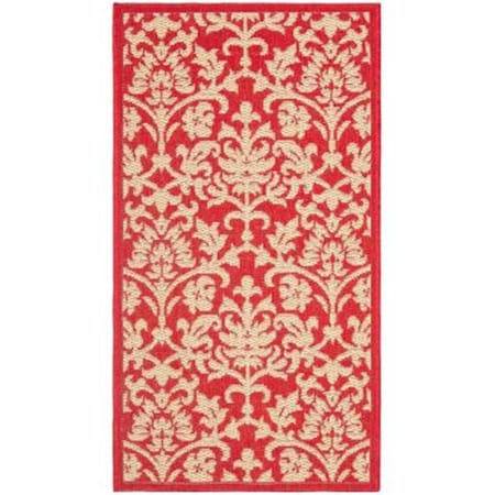 Safavieh 2 Ft. -7 In. X 5 Ft. Small Rectangle Indoor-Outdoor Courtyard- Red And Natural- Machine Made Rug CY3416-3707-3